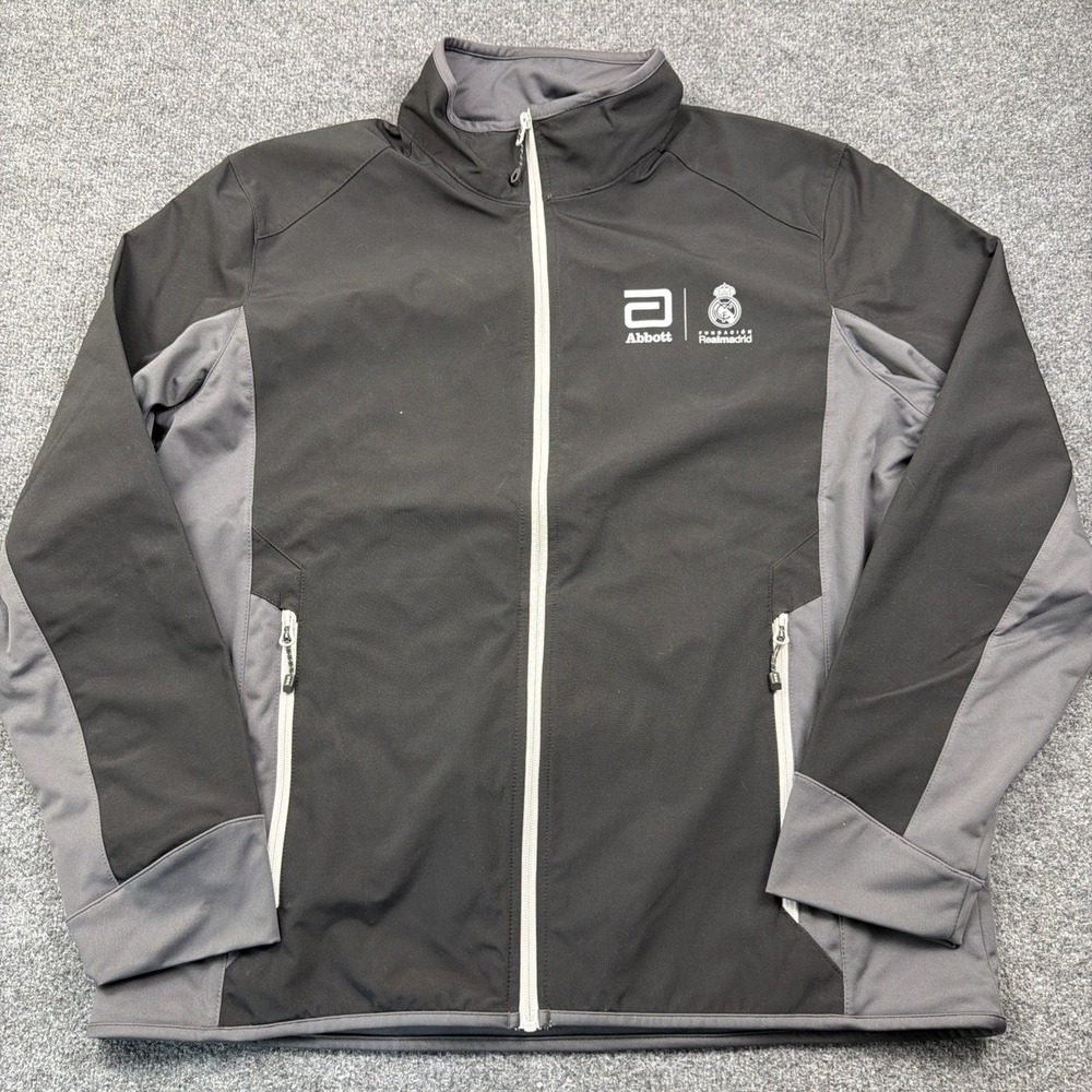 Real Madrid Jacket Mens Size XL Softshell Zip Black Abbott Soccer Football
